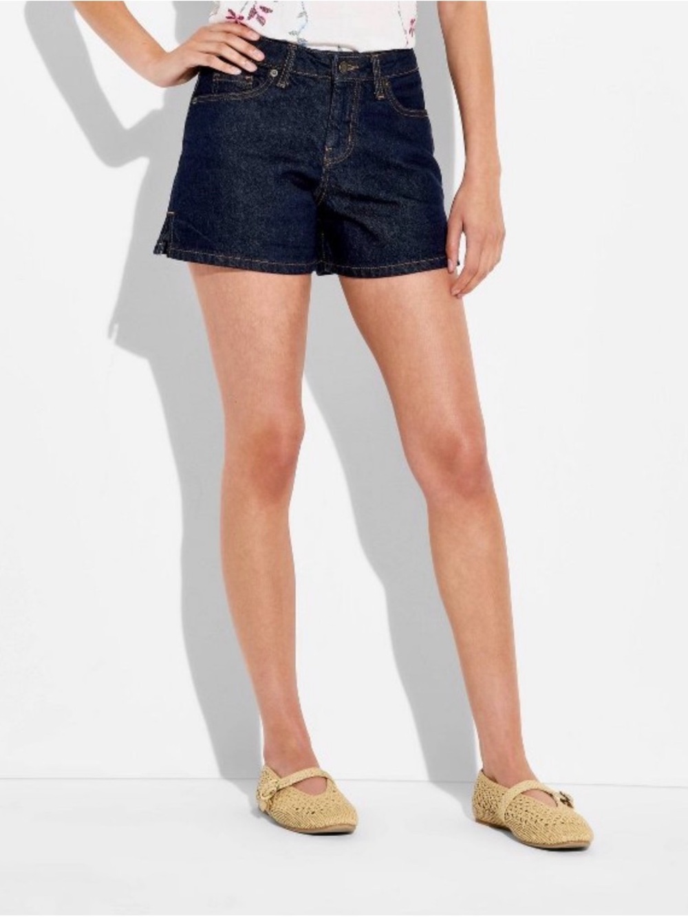 NWT Womens Wild Fable Mid Rise Midi Denim Shorts Dark Wash Sz 14R y2k Summer